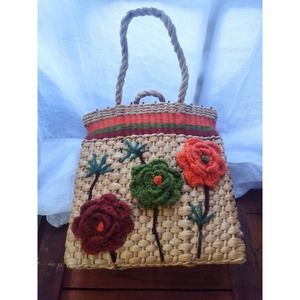 Vintage Straw tote handbag